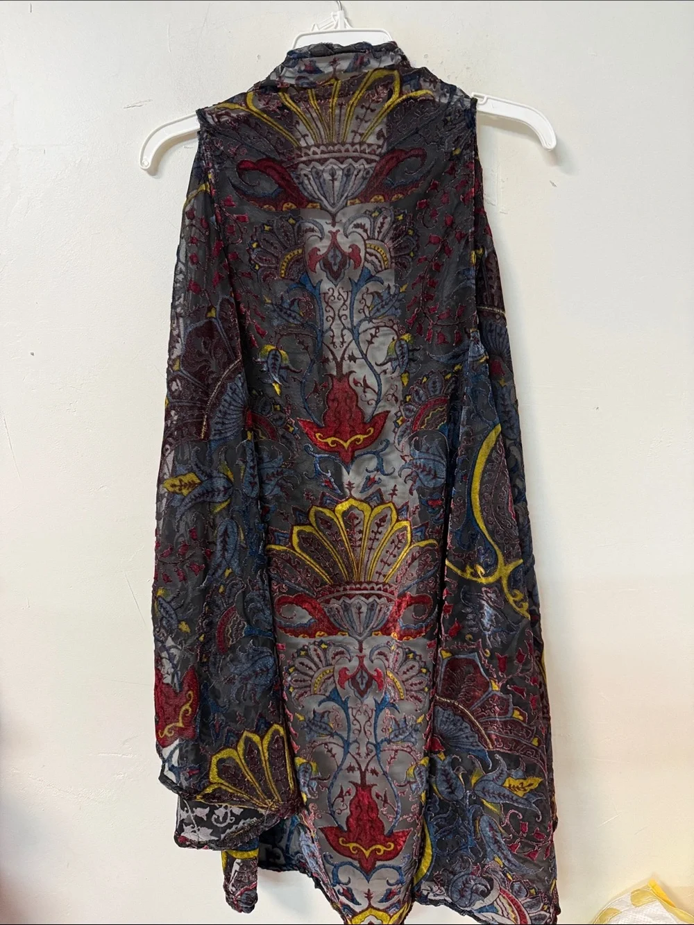 Lightweight Sheer Paisley Shawl Vest - Multicolor
